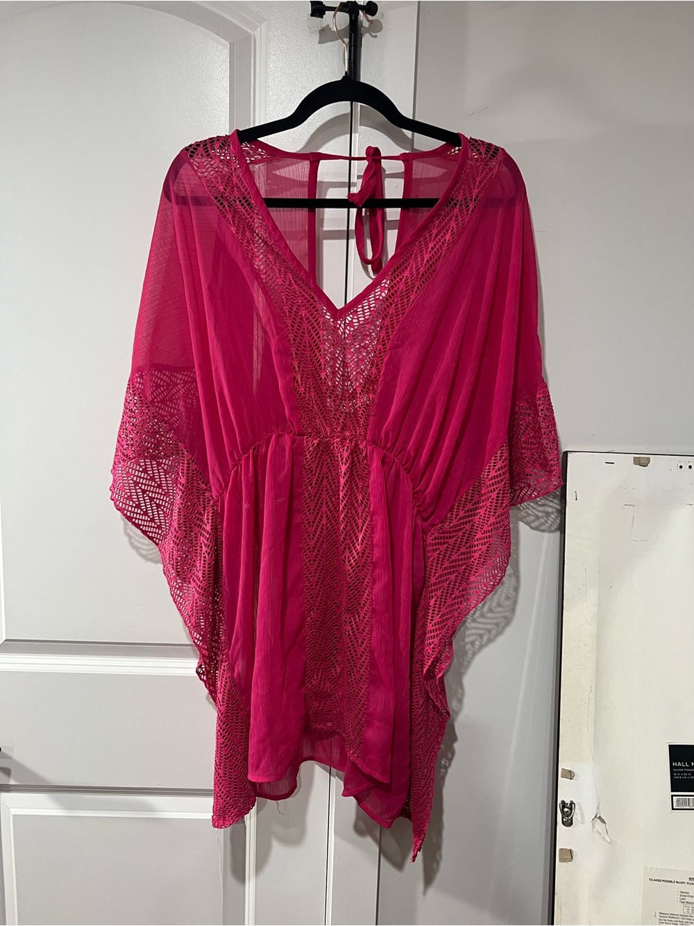 Fuchsia Sheer V-Neck Women's Swim Coverup